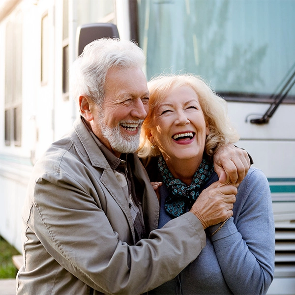 senior couple hugging