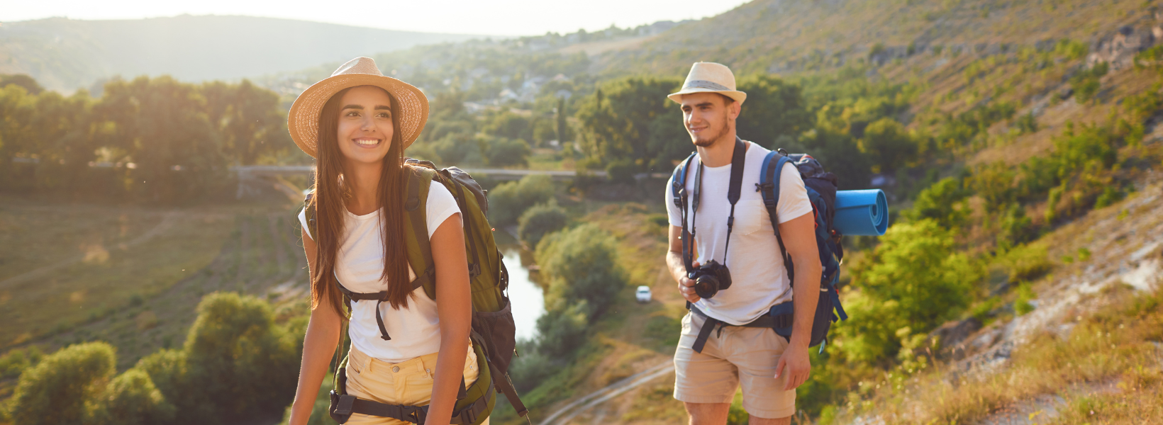 Couple enjoying backpacking adventure