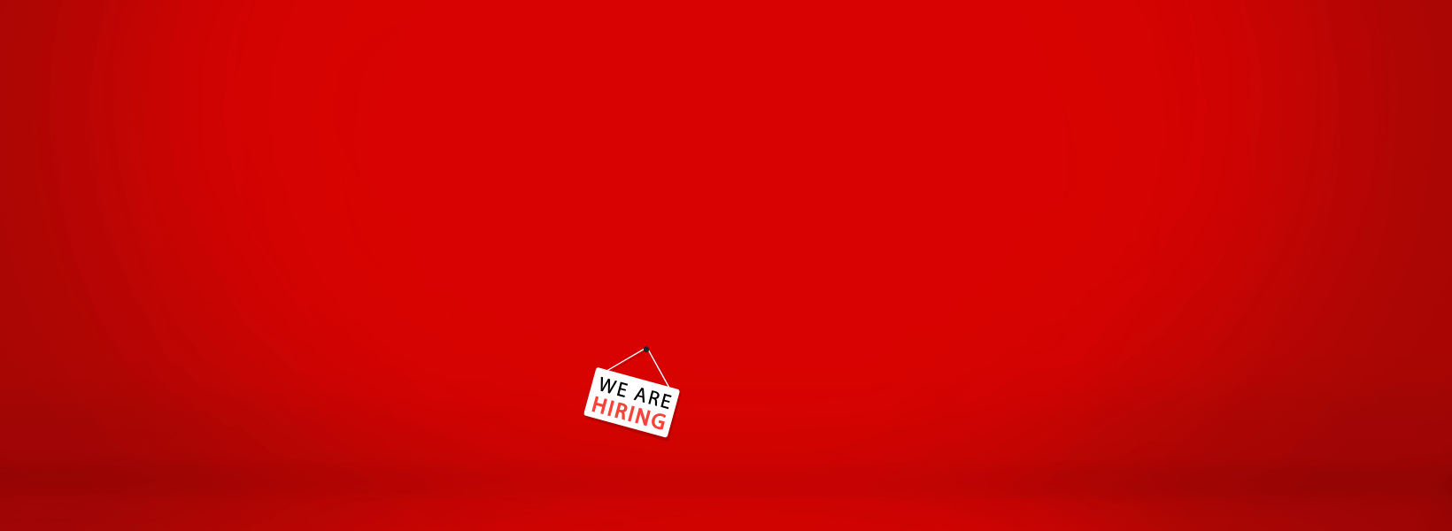 We Are Hiring sign set on a red background.
