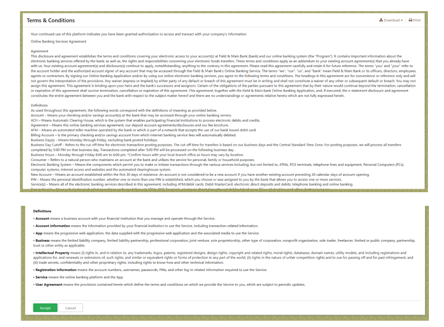 Terms and Conditions Screenshot