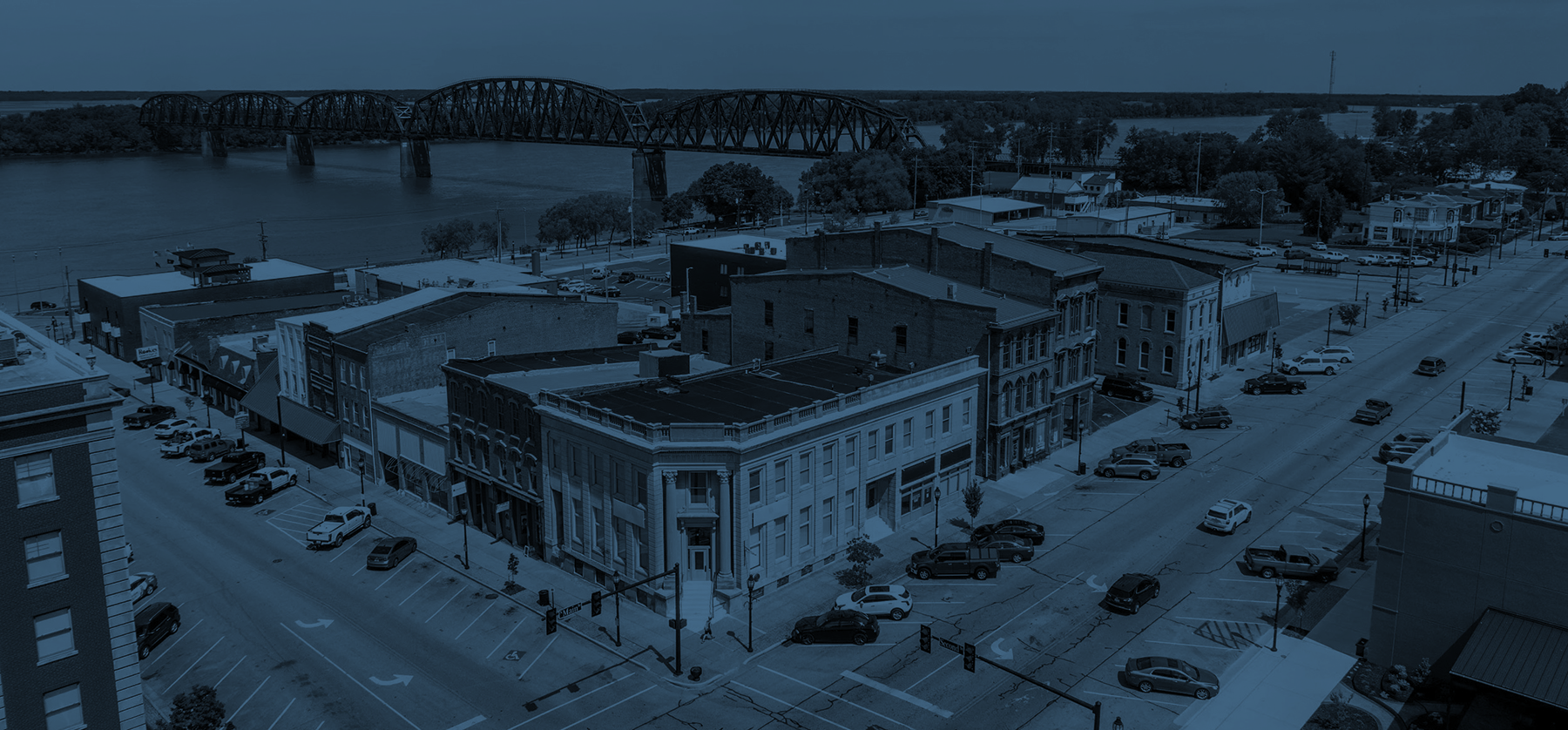 aerial view of henderson overlooking the river